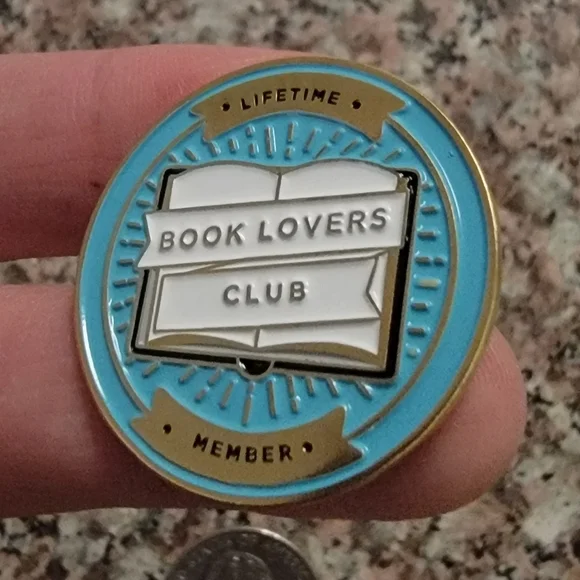 *2 for $13* Lifetime Book Lovers Club Member Round Enamel Pin - Picture 2 of 4